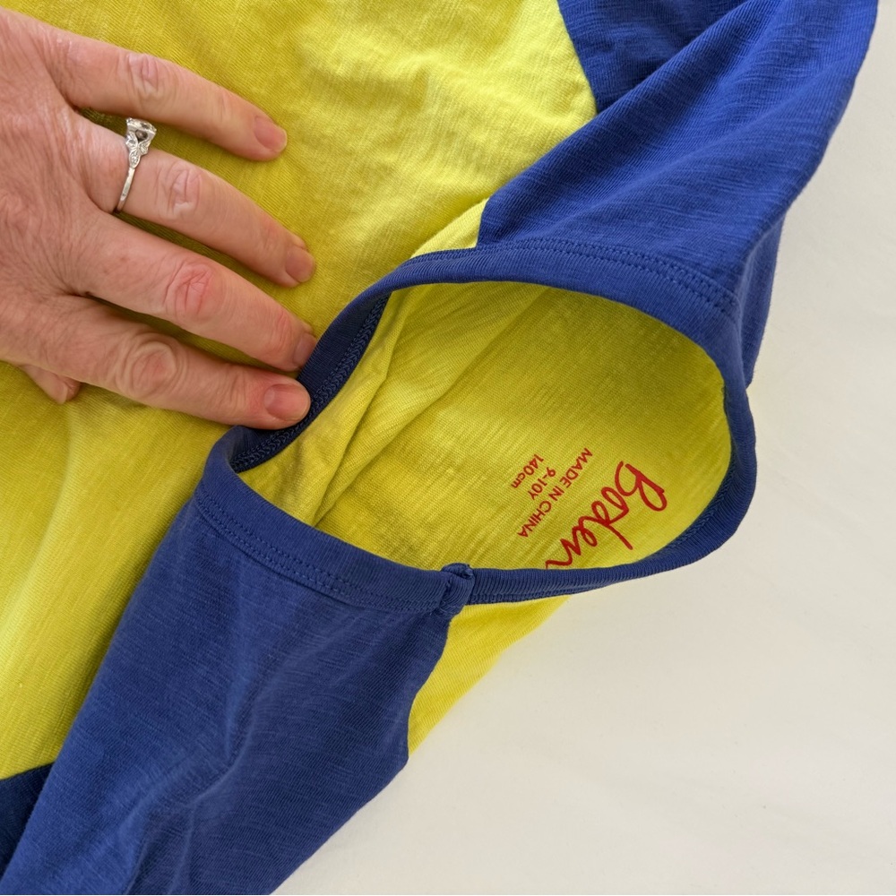 Boden Yellow and Royal Blue Colorblock Tee